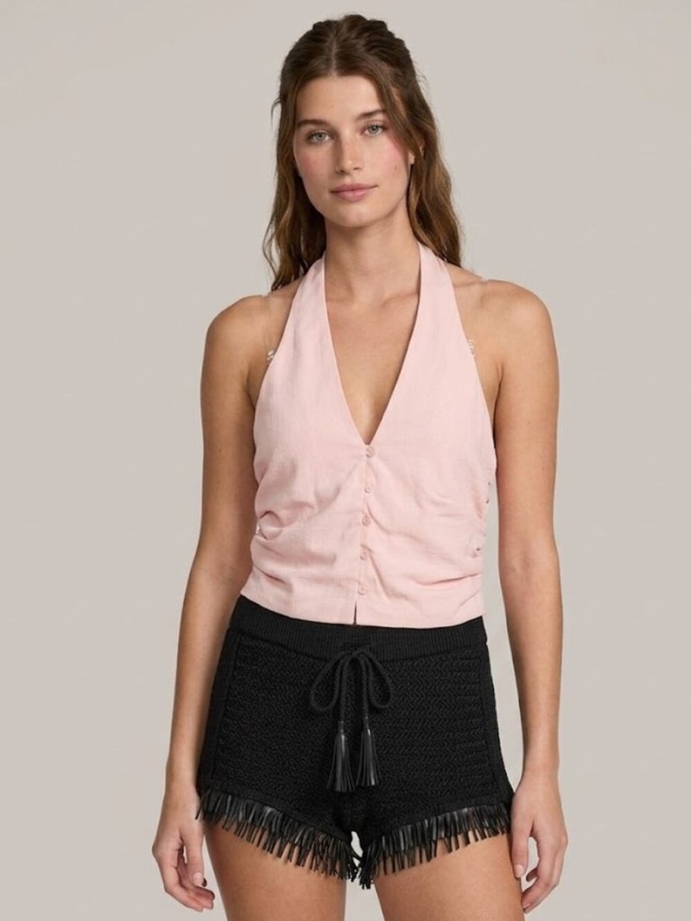 Zara Ruched Halter Vest Top in Sz. Medium Salmon NWT